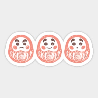 Japanese Daruma Good Luck Trio Sticker